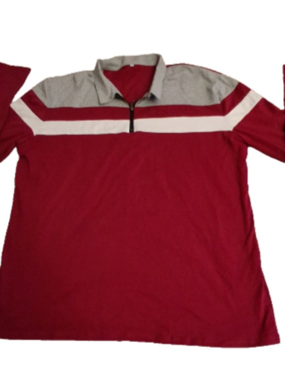 Men's Size 3XL Red Beige Gray 1/4 Zip Long Sleeve Stretch Lightweight Polo Shirt